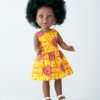 Keyana ravissante poupée africaine avec cheveux bouclés et robe en tissu wax