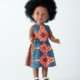 Keyana sublime poupée africaine avec cheveux bouclés et robe en tissu wax