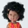 Rowane poupée africaine avec cheveux bouclés et robe en tissu batik cousue main