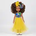 Poupée métisse avec cheveux bouclés à coiffer - Ayana Robe Jaune