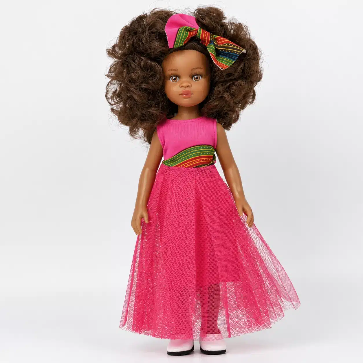 Poupée métisse avec cheveux bouclés à coiffer - Ayana Robe Rose